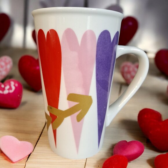 STARBUCKS 2017 VALENTINE DAY HEARTS 16 oz CERAMIC MUG/ CUP COFFEE TEA - Picture 1 of 9